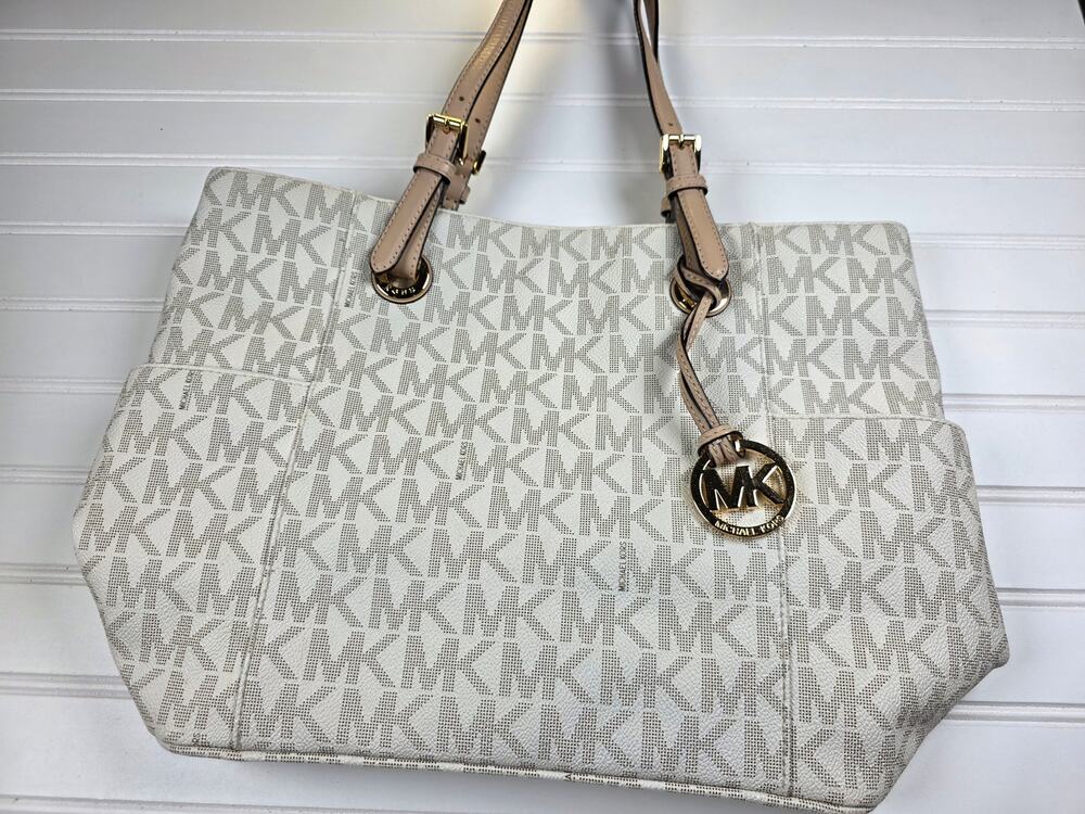 Michael Kors Monogram Jetset Tote Bag Vanilla Ivory w/ Gold Hardware & Dust Bag